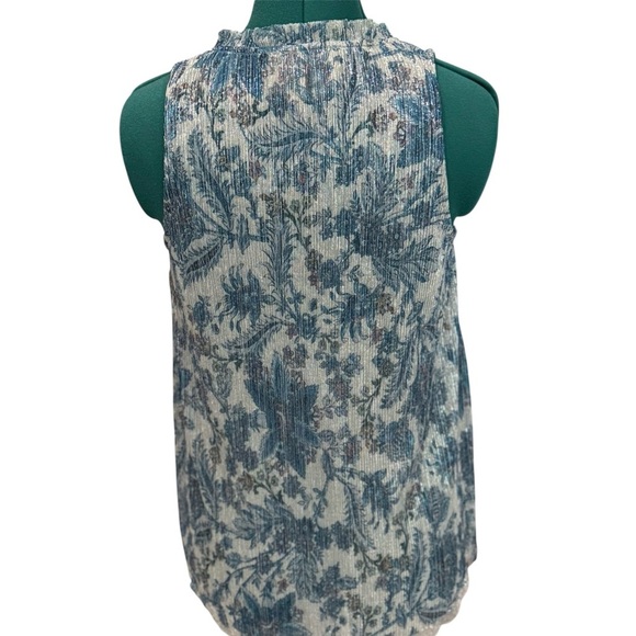 Anthropologie Vanessa Virginia Floral Tank Top Metallic Blue Womens Size Small - Picture 4 of 9